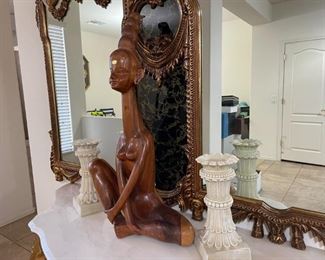 Wood Carved Meditating Siamese Woman