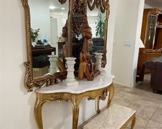 Marble / Gold Entry Table (with Bench)