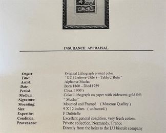 Insurance appraisal for LU Biscuit art.