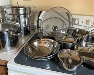Pots and pans including All-Clad