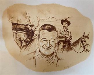 John Wayne signed lithograph