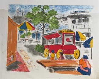 Pat Berger, Push Cart, Lithograph