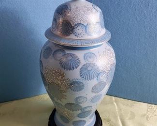 Lovely!  Andrea by Sadek Ginger Jar with Wooden Base