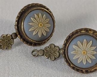Antique Sterling Silver Cameo Earrings