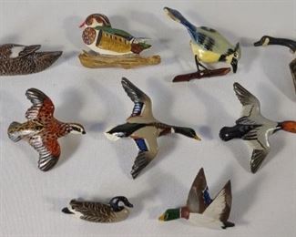Vintage Painted & Signed Duck Pins / Brooches