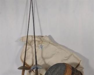 Vintage Pair of Fencing Swords w/ Helmet & Vest