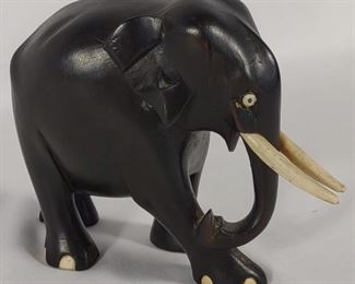 Ebony Wood Hand Carved Elephant Sculpture