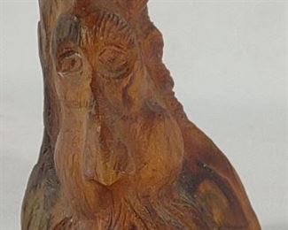 Figural Hand Carved Folk Art of Beaded Face