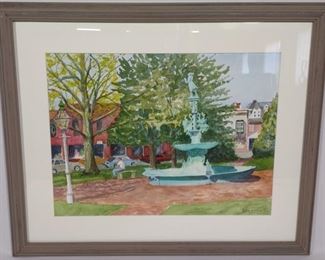 Erasmus Original Watercolor Chestertown Fountain