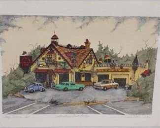 Artist Signed "Johnstons Auto Body" Print Art