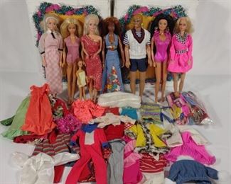 Lot of Vintage Barbie Dolls, Outfits & Case