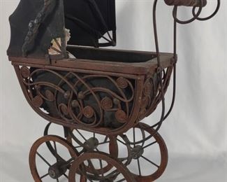 Antique Doll Baby Carriage / Pram / Stroller