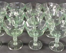 Green Blown Glass Sherbet & Plate Set