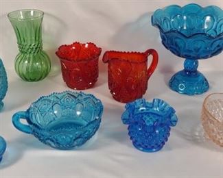 Collection of Colored Glass, Fenton, Smith & More