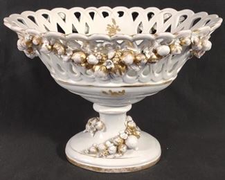 Antique Reticulated Porcelain Basket Bowl