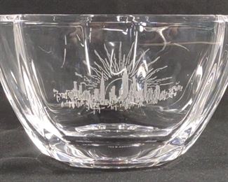 Tiffany & Co. Crystal NYC Skyline Etched Bowl