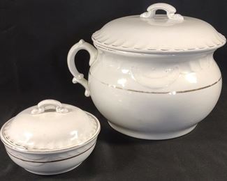 Porcelain Chamber Pot w/ Powder Dish