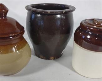 2 Small Ceramic Jars & Pottery Planter / Bowl