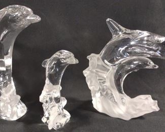 Set of 3 Lenox Fine Crystal Dolphin Figurines