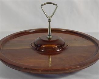 Vintage Wooden Lazy Susan w/ Handle