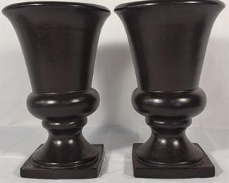 Pair of Ceramic Dark Brown Planters
