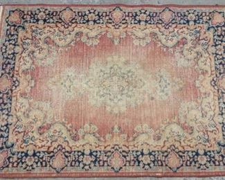 Antique Handmade Wool Short Fringed Rug