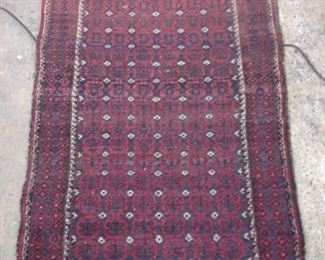 Antique Handmade Wool Runner Rug w/ Fringe Ends