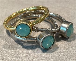 $18 Natural stone stacking rings, set of 3, 