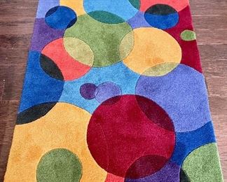 SOLD - $60 vibrant colors! Hand tufted, multi colored 100% wool fiber rug. 3 x 5       