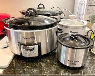 Crock Pots galore ranging in price from $28 to $12.