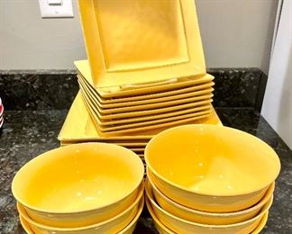 $36 Pier One “Mango” dinner plates, set of 9. $24 Pier One “Mango” salad plates, set of 9. $20 Pier One “Mango” bowls, set of 7.