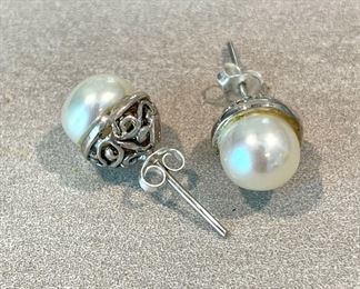 $30 Genuine pearl earrings, sterling silver.