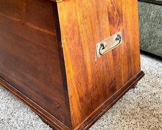 Side view of the lift top coffee table.