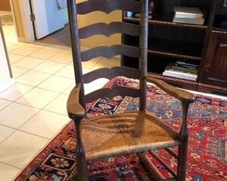 Rocking chair with rush seat