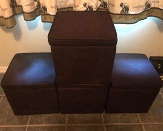 Four Black storage cube with lift off tops