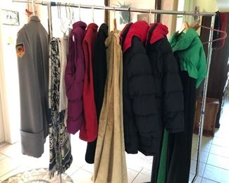 Jackets and capes - including the green and black Irish wool cape on the far right