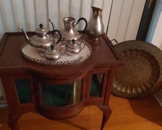 Tea Table and Pewter Tea Set