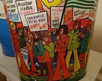 Vintage metal wastebasket circa 1978-1979