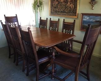 Gorgeous dining table with eight chairs. 