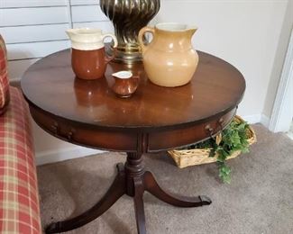 Antique table , and pitcher 