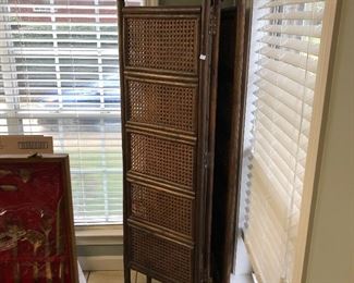 Two bambo woven screens.