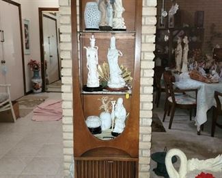 Mid century etagere 18"w x 78.5"h x 14"d. 