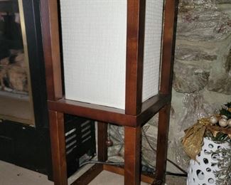 Wood lamp 10" x 10" x 25". 