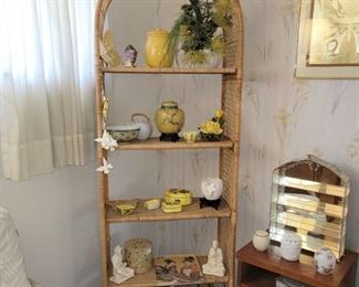 Tall wicker bookcase