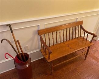 Antique Pine Shaker Style Windsor Bench