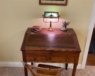 Campaign Desk, Slag Glass Desk Lamp