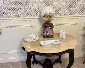 Antique Victorian turtle top table