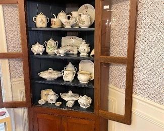 Antique primitive corner cupboard