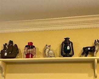 Antique railroad lanterns, antique lanterns, antique iron doorstops, Hubbly and others. All are Antique