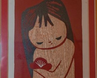 Vintage Kaoru Kawano woodblock print